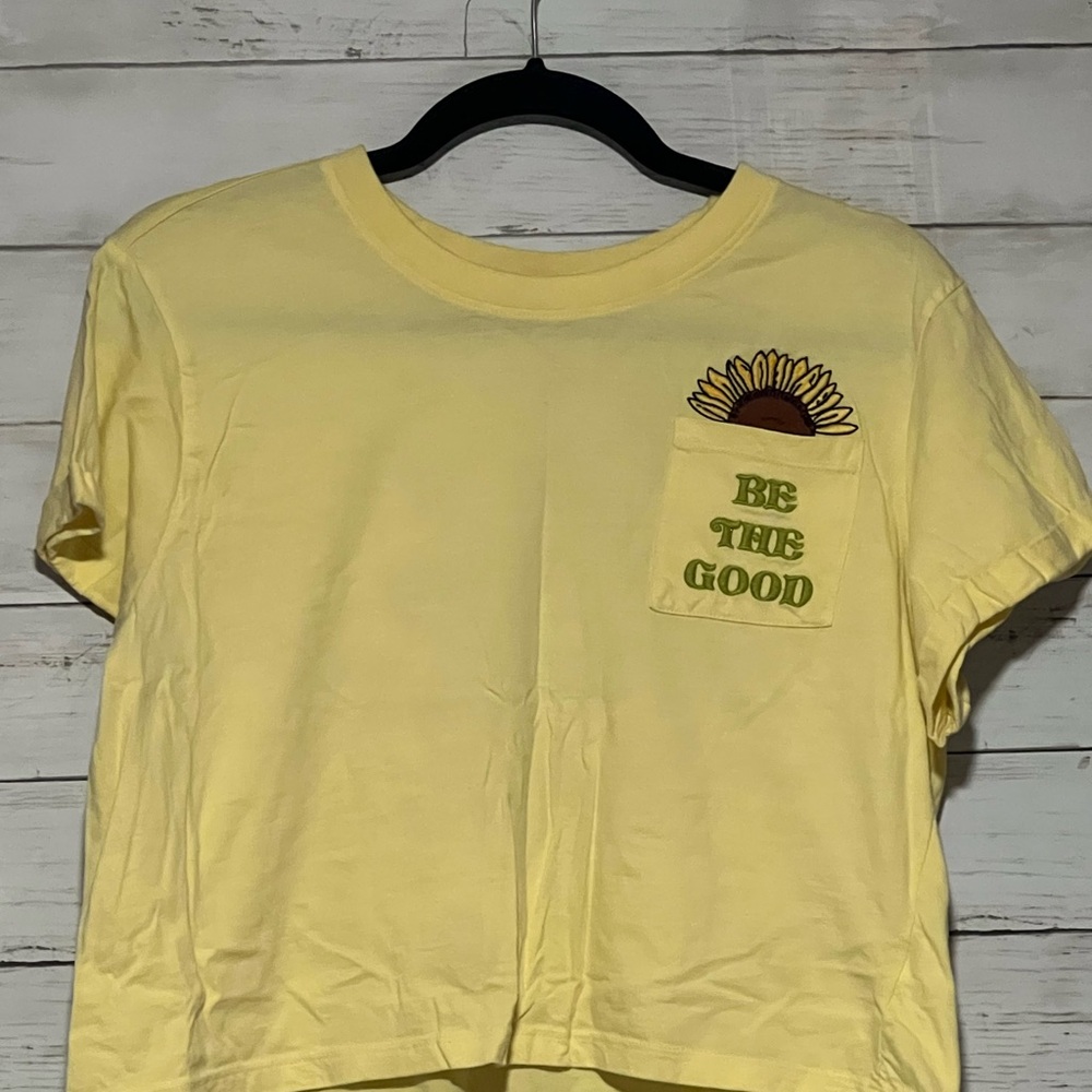 Yellow Crop Top with Sunflower Pocket
